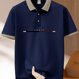Khaki Collared Color-Blocked Men's Polo Shirt