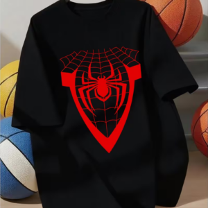 Boys' Short Sleeve Crew Neck T-Shirt - Spider Web Pattern