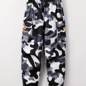 Boys' Camouflage Print Cargo Pants with Elastic Cuffs