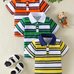 3pcs Boys' Casual Striped Golf Shirts