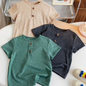3pcs Boys' Solid Color Short Sleeve Knit Shirts