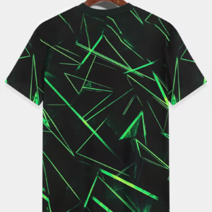 T-Shirt with Fluorescent Green Geometric Lines