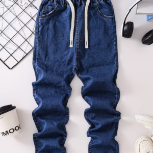 Boys' Straight Full-Length Pants with Elastic Drawstring Waist