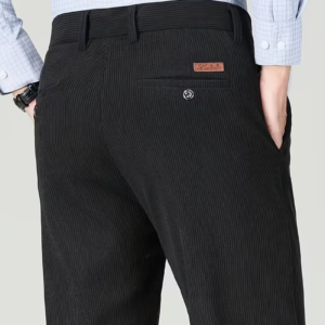 Men's Lightweight Black Business Corduroy Trousers