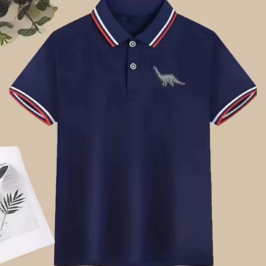 Boys' Short-Sleeve Polo Shirt with Ribbed Collar