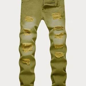 Boys' Green Ripped Casual Style Jeans