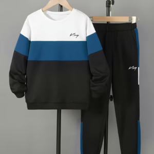 Boys' Hip-Hop Color-Block Patchwork Casual Set