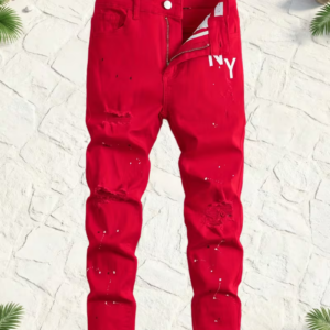 Boys' Slim-Fit Washed Jeans with Elastic Waist & Belt