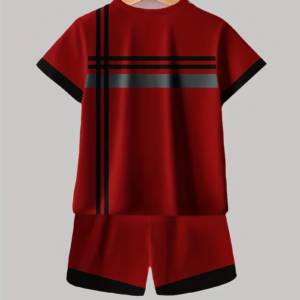 3D Printed Casual Pullover Short Sleeve Shorts T Sweatshirt